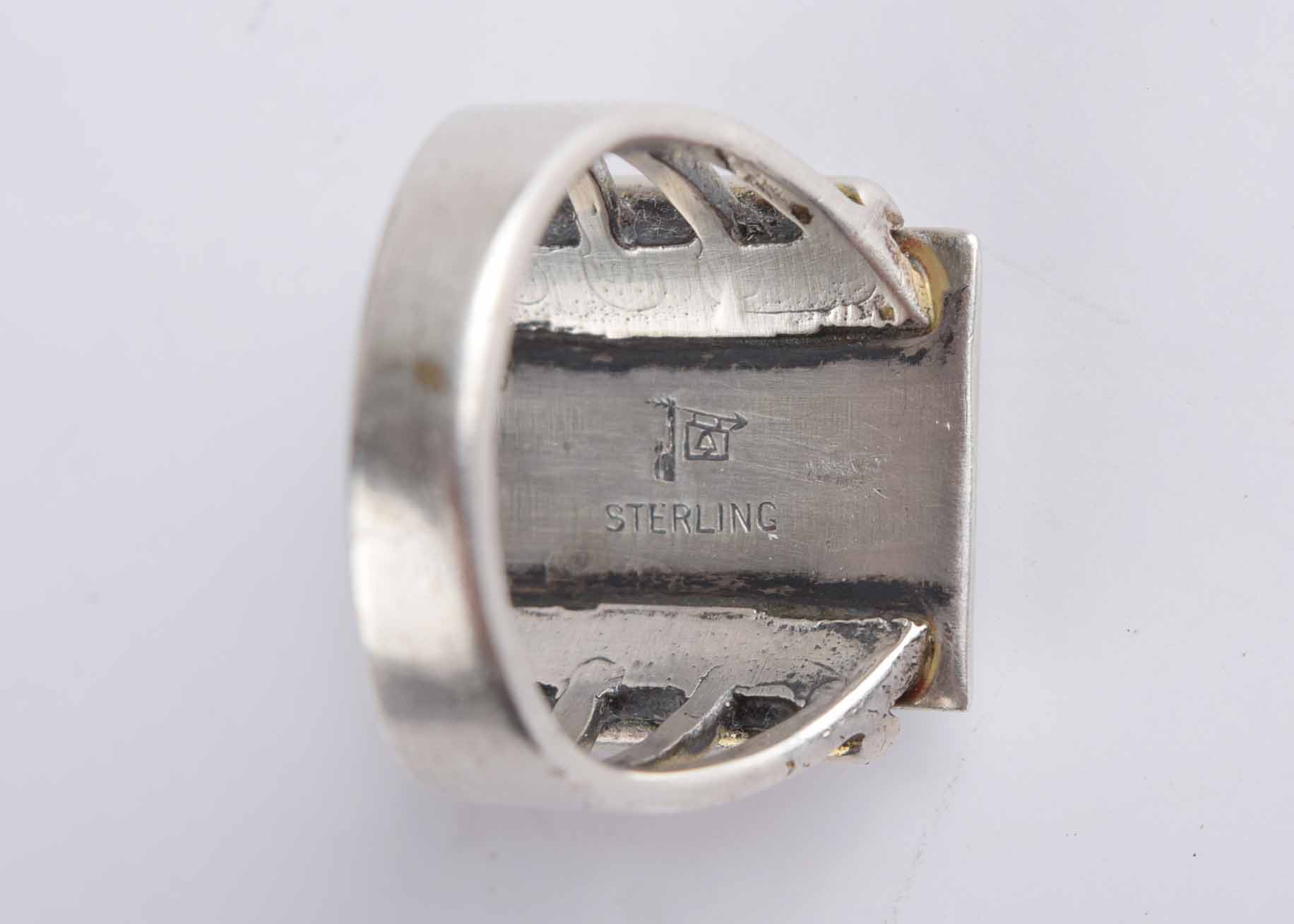 Man's Sterling and Hematite Like Ring