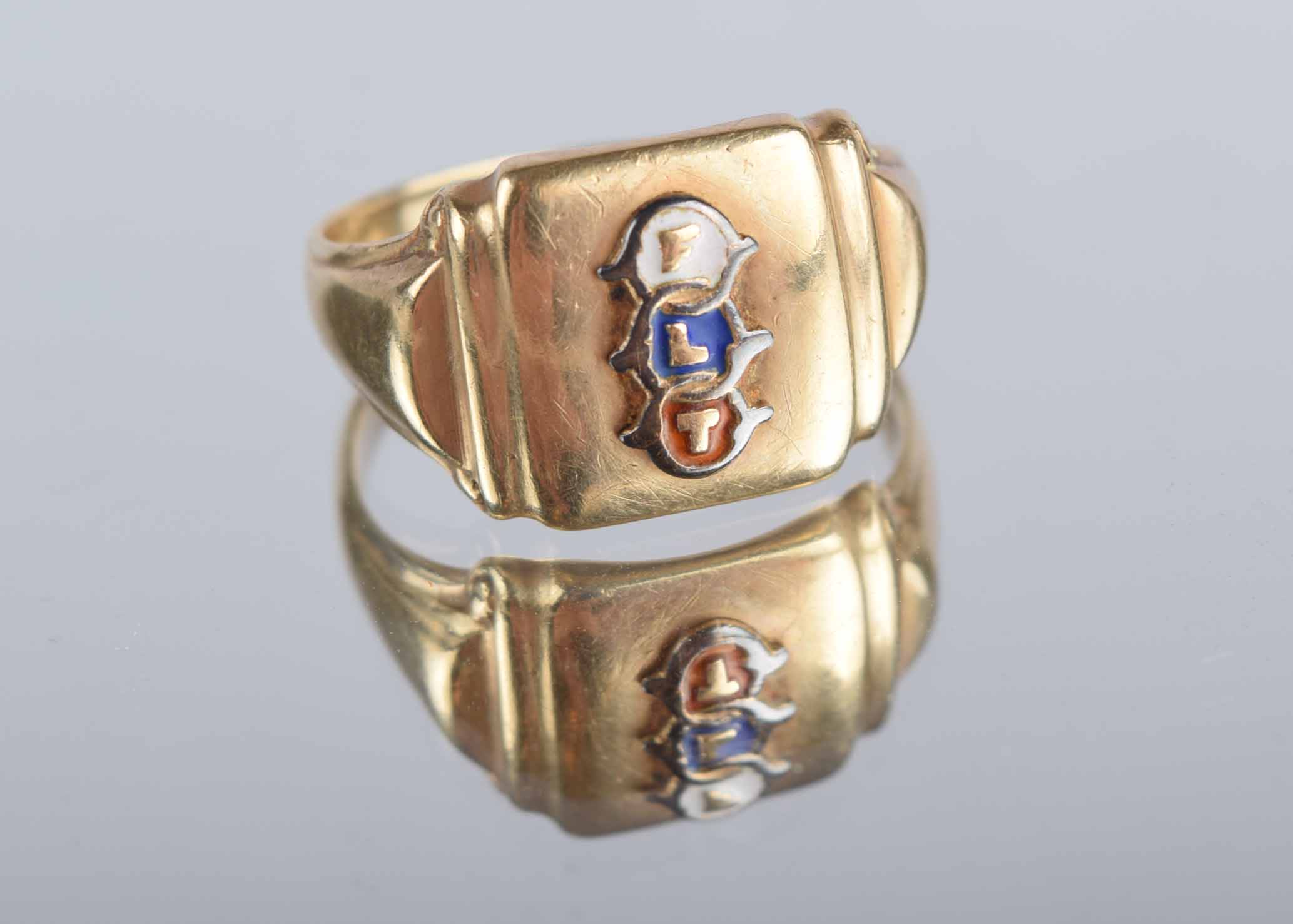 Men's 10K Gold and Enamel Odd Fellows FLT Ring