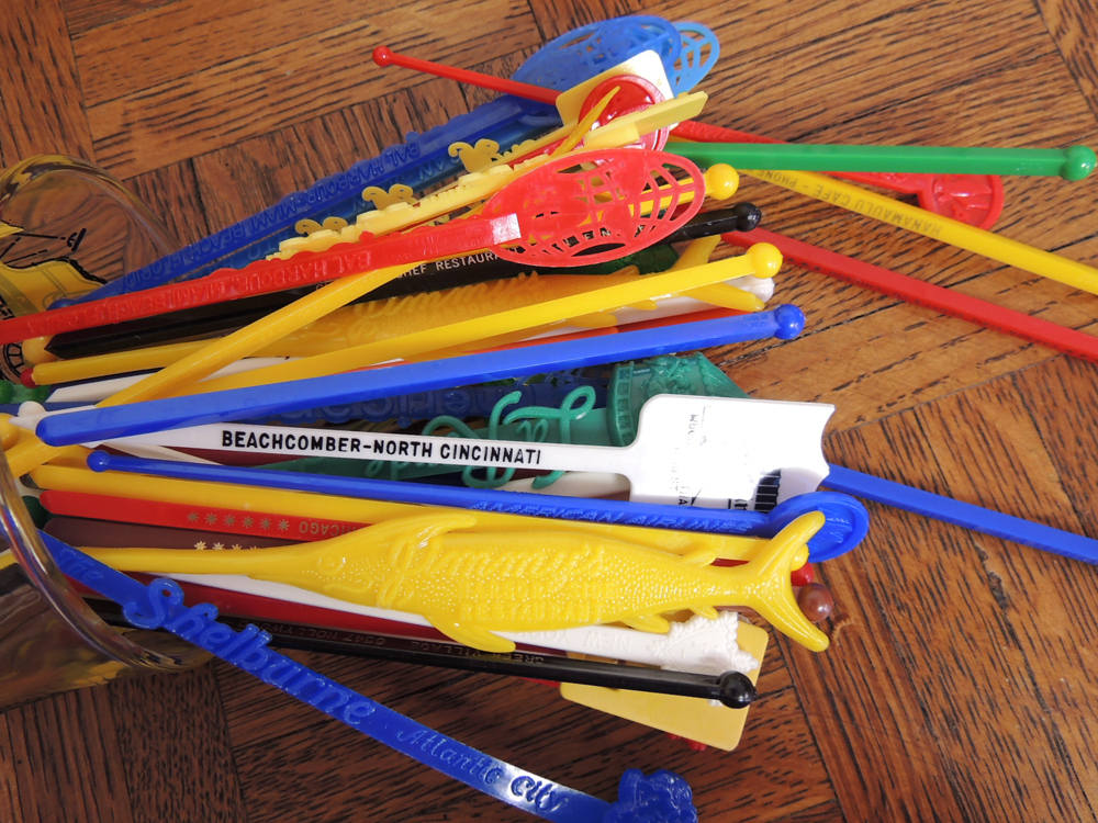 Vintage Portable Bar, Highball Glass Set, Wine Racks, and Accessories