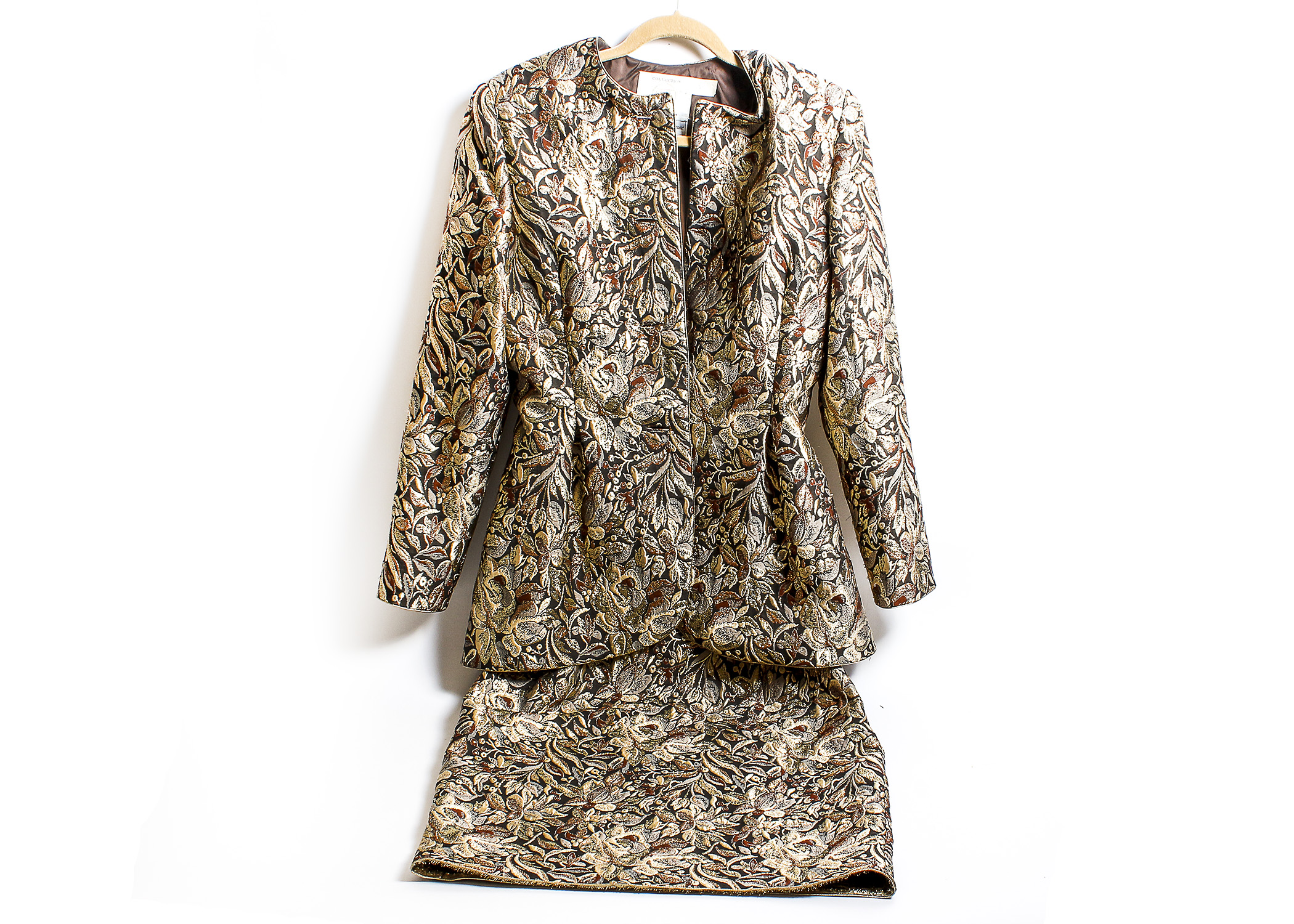 Vintage Mary McFadden Gold and Brown Suit