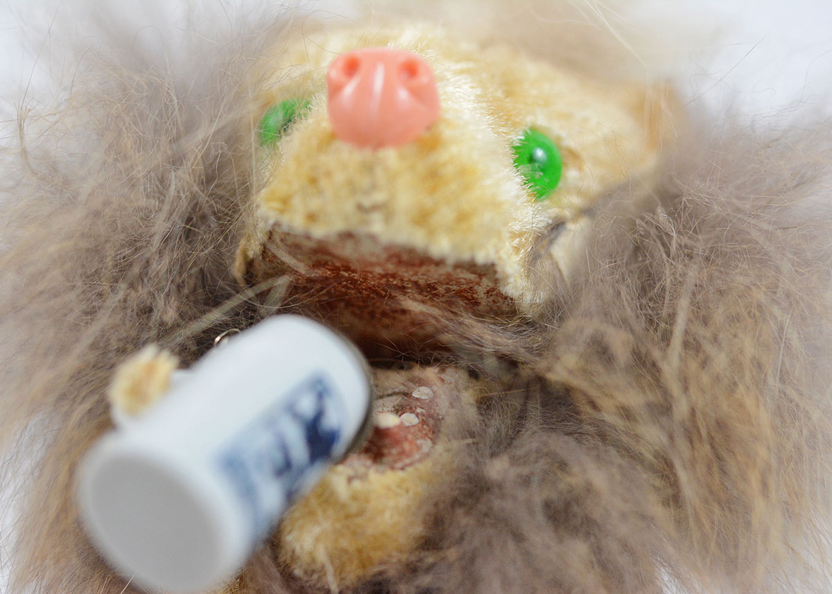 Vintage German Made EMO Brand Wind up Drinking Real Fur Lion