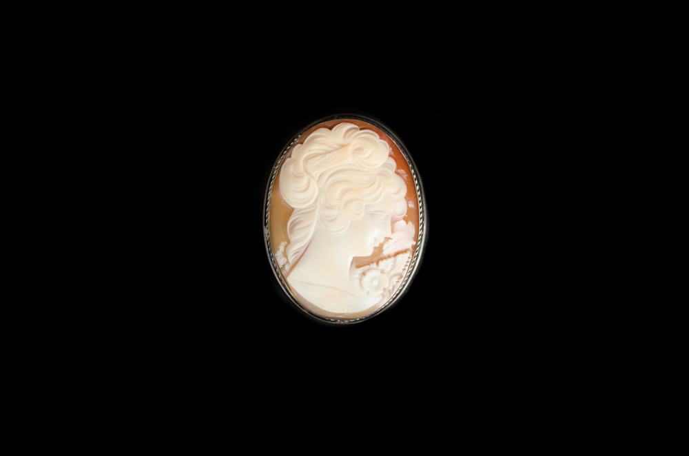 Natural Shell Cameo Mounted in Sterling Silver