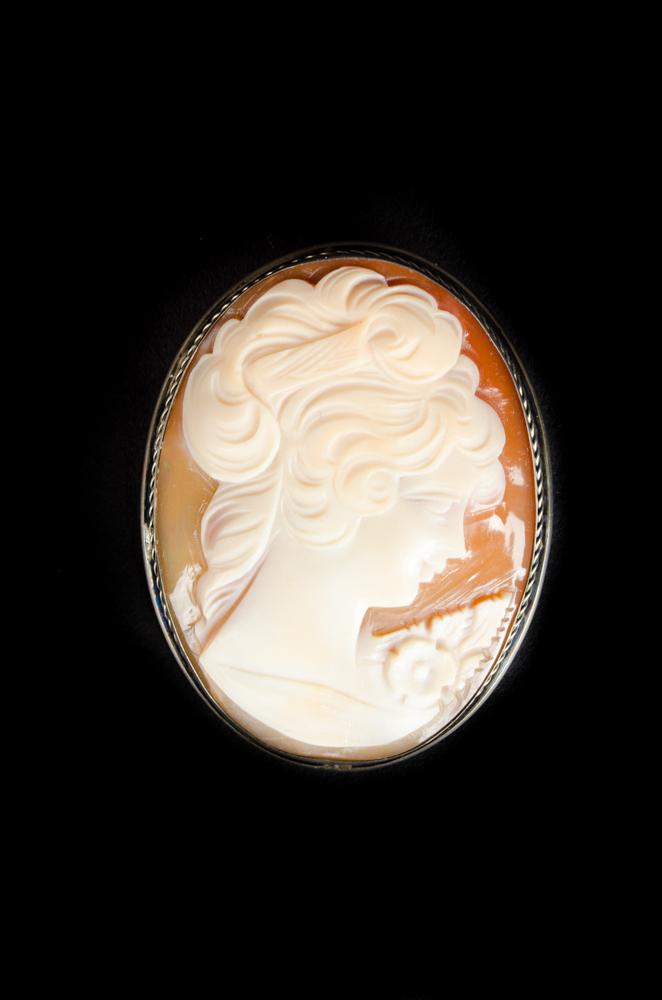 Natural Shell Cameo Mounted in Sterling Silver