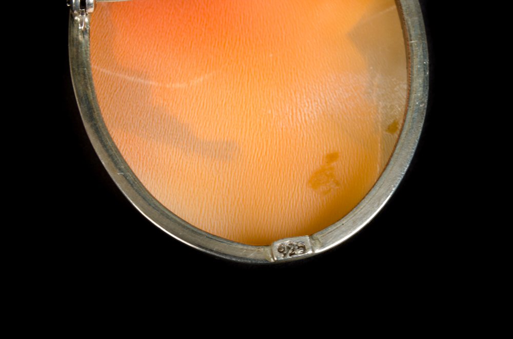 Natural Shell Cameo Mounted in Sterling Silver