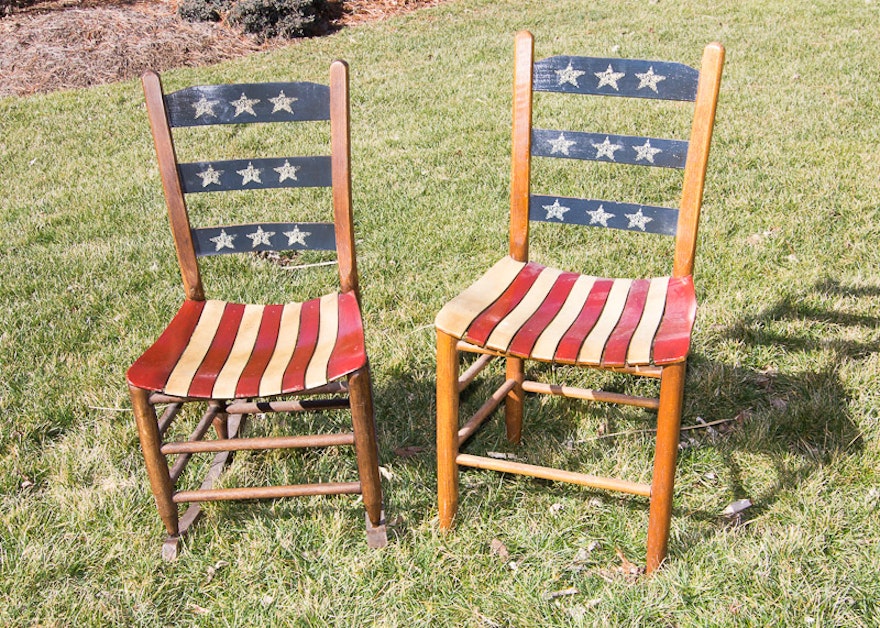 Vintage American Flag Theme Chairs