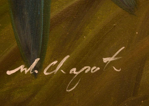 Signed Chapot Original Oil on Canvas of Parrots
