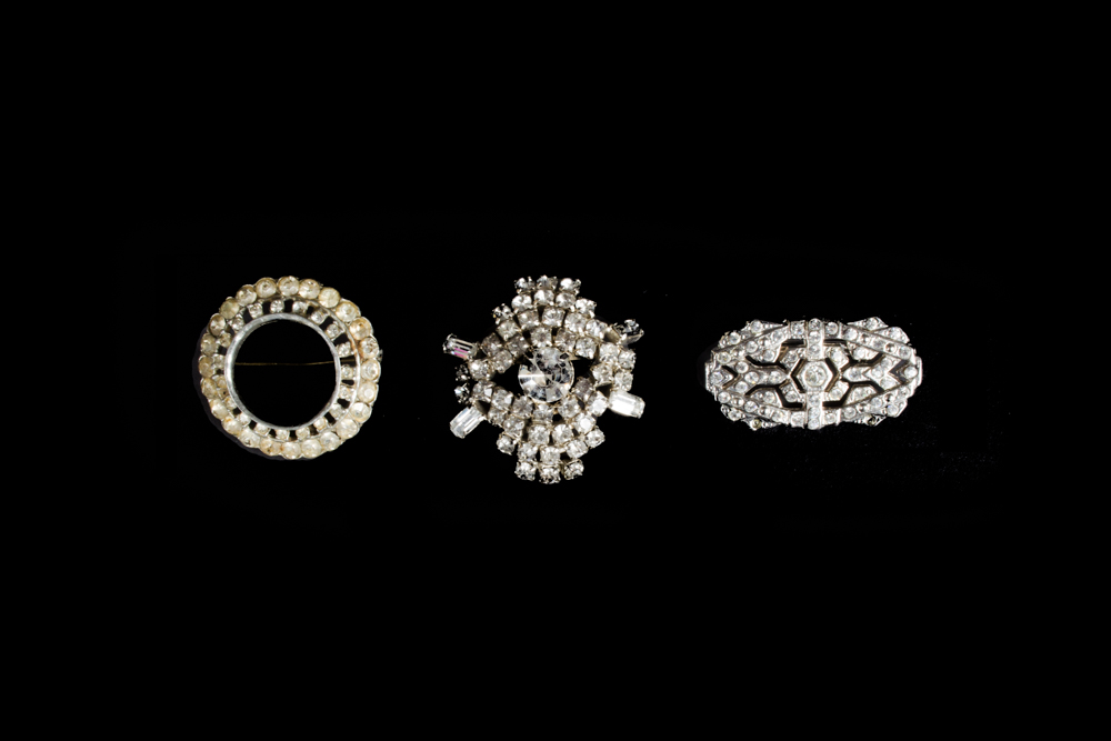 Group of Rhinestone Brooches