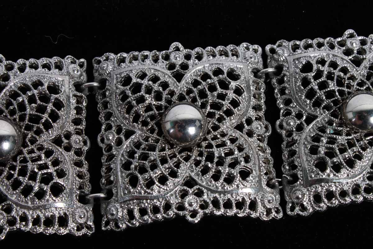 Antiqued Silver Tone Filigree Bracelet