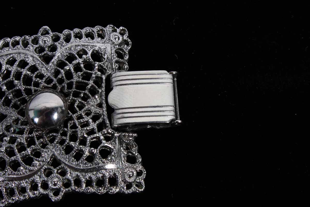 Antiqued Silver Tone Filigree Bracelet