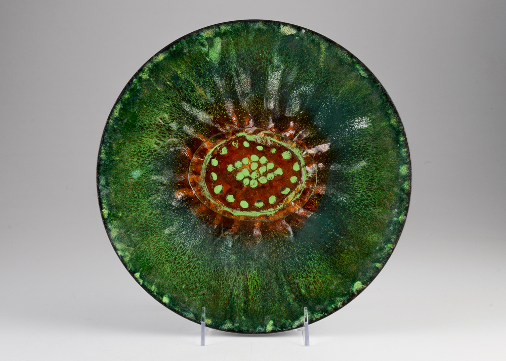 Green Enamel on Copper Charger