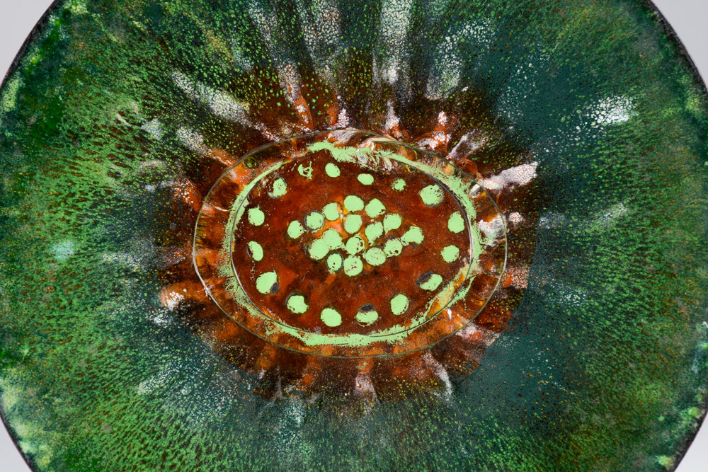 Green Enamel on Copper Charger