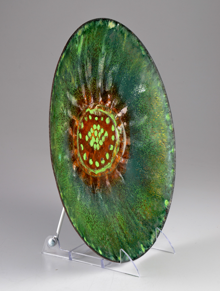 Green Enamel on Copper Charger