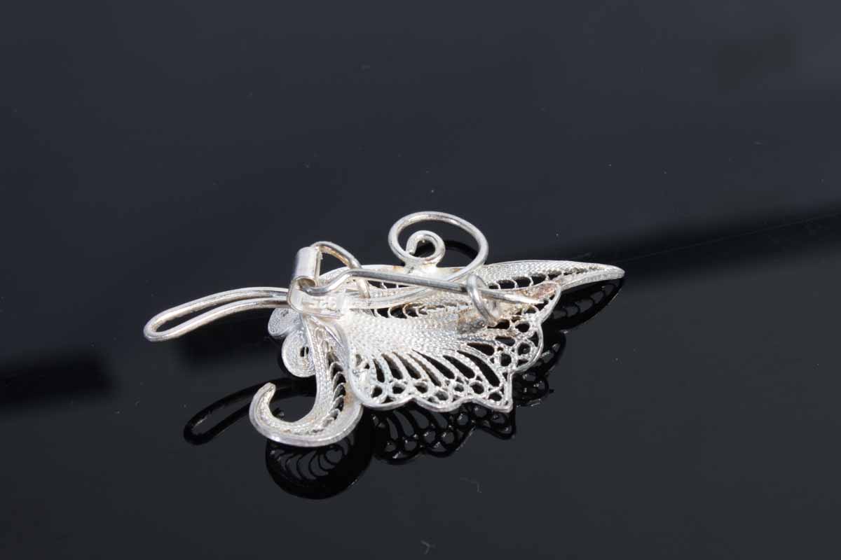 Sterling Silver Satin Finish Floral Pin