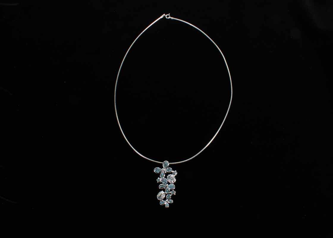 Sterling Silver Jeweled Butterfly and Lady Bug Pendant Necklace