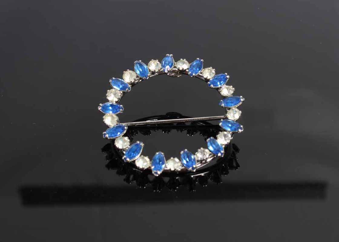 Pair of Jeweled Sterling Silver Pins