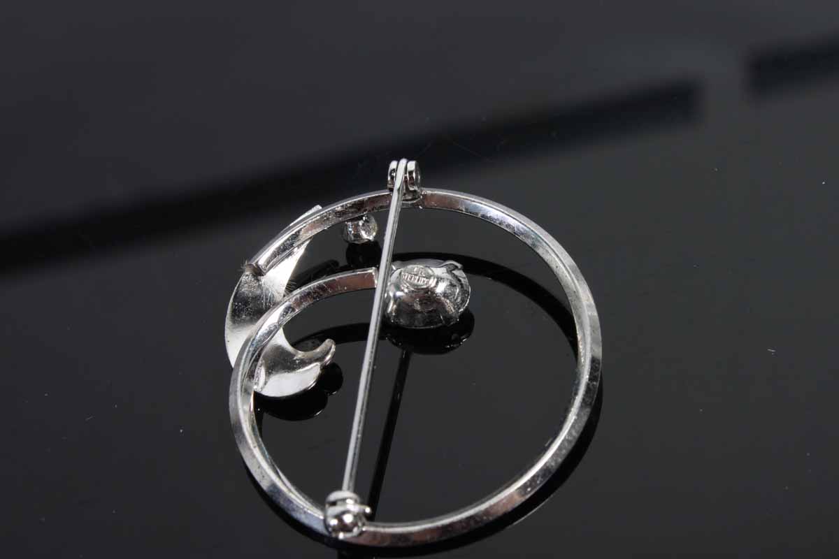 Pair of Jeweled Sterling Silver Pins