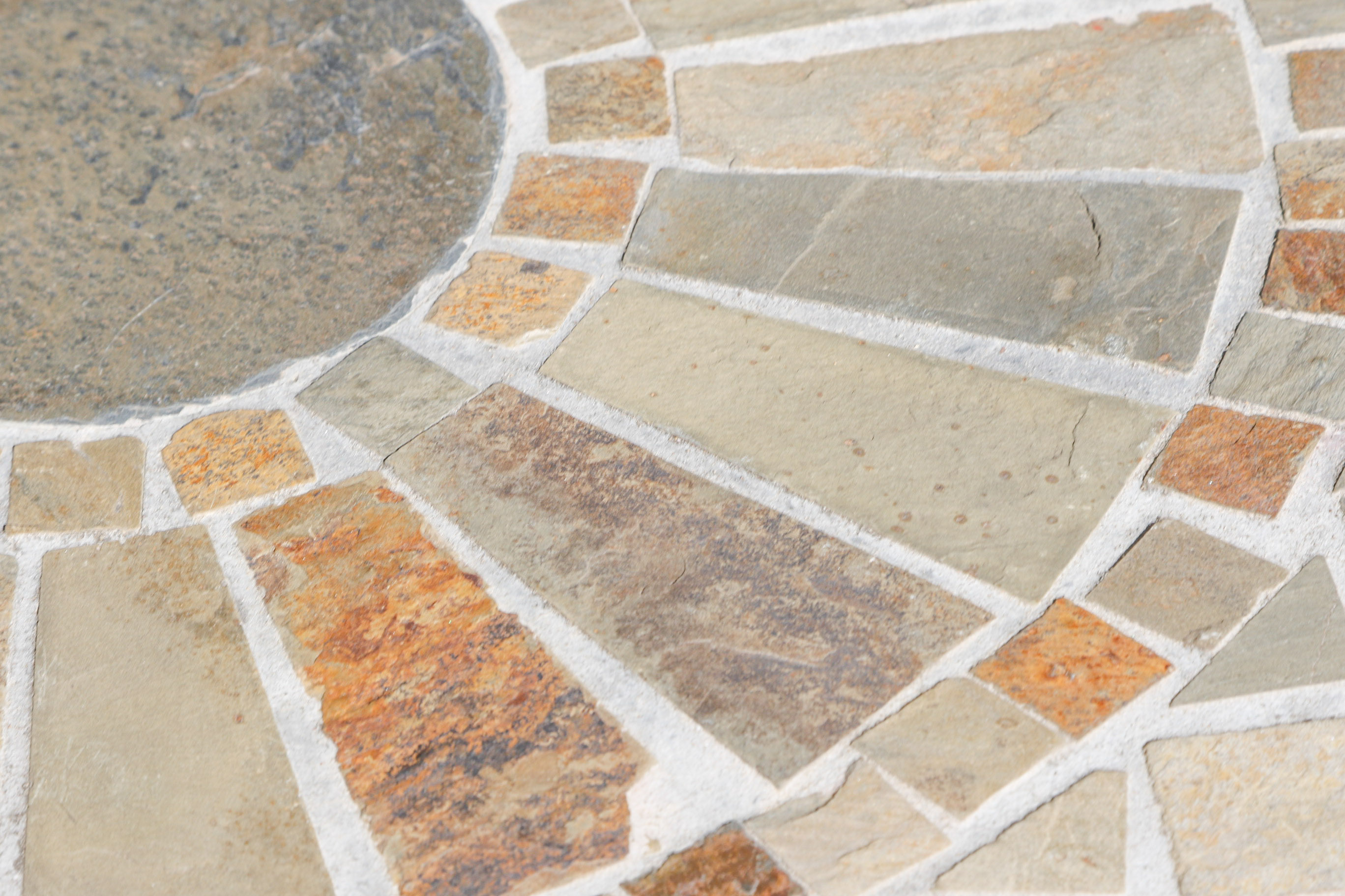 Pair of Round Mosaic Inlay Patio Side Tables