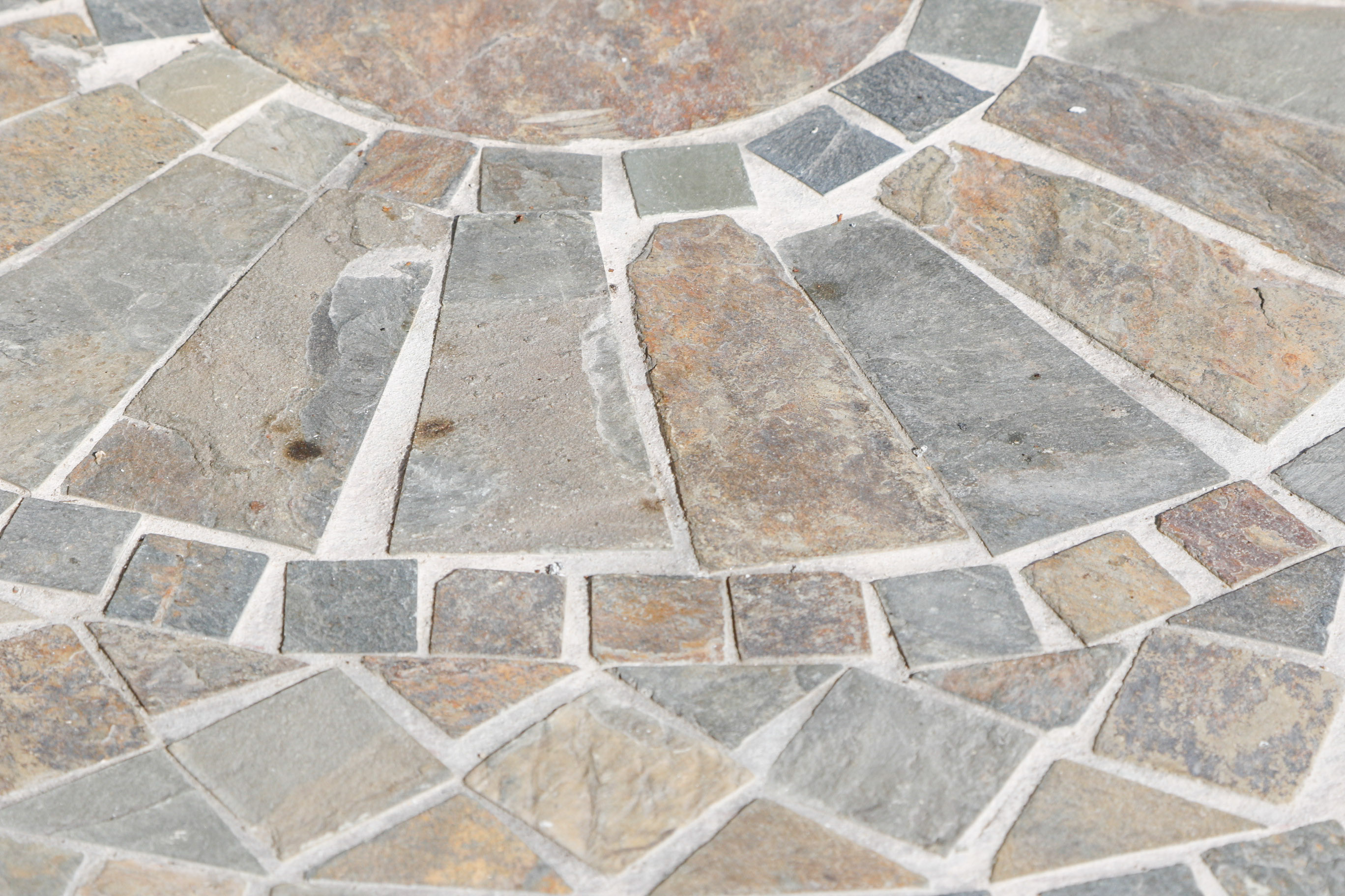 Pair of Round Mosaic Inlay Patio Side Tables