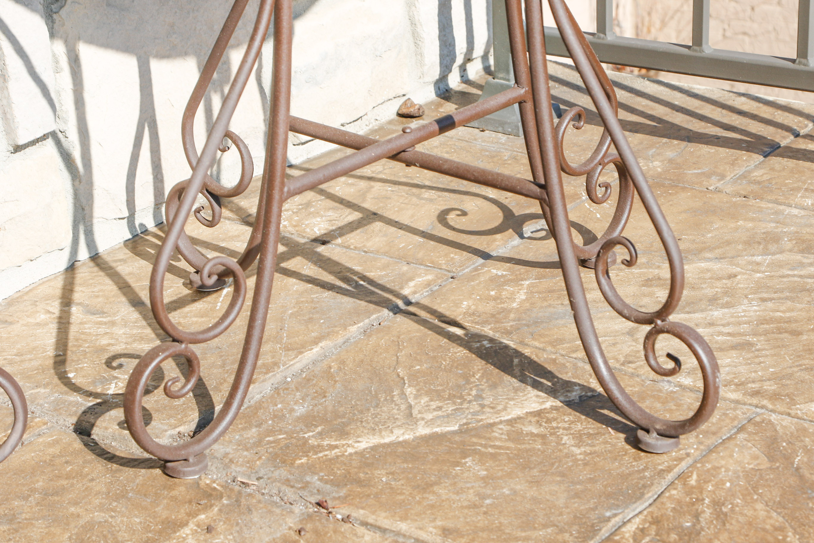 Pair of Round Mosaic Inlay Patio Side Tables