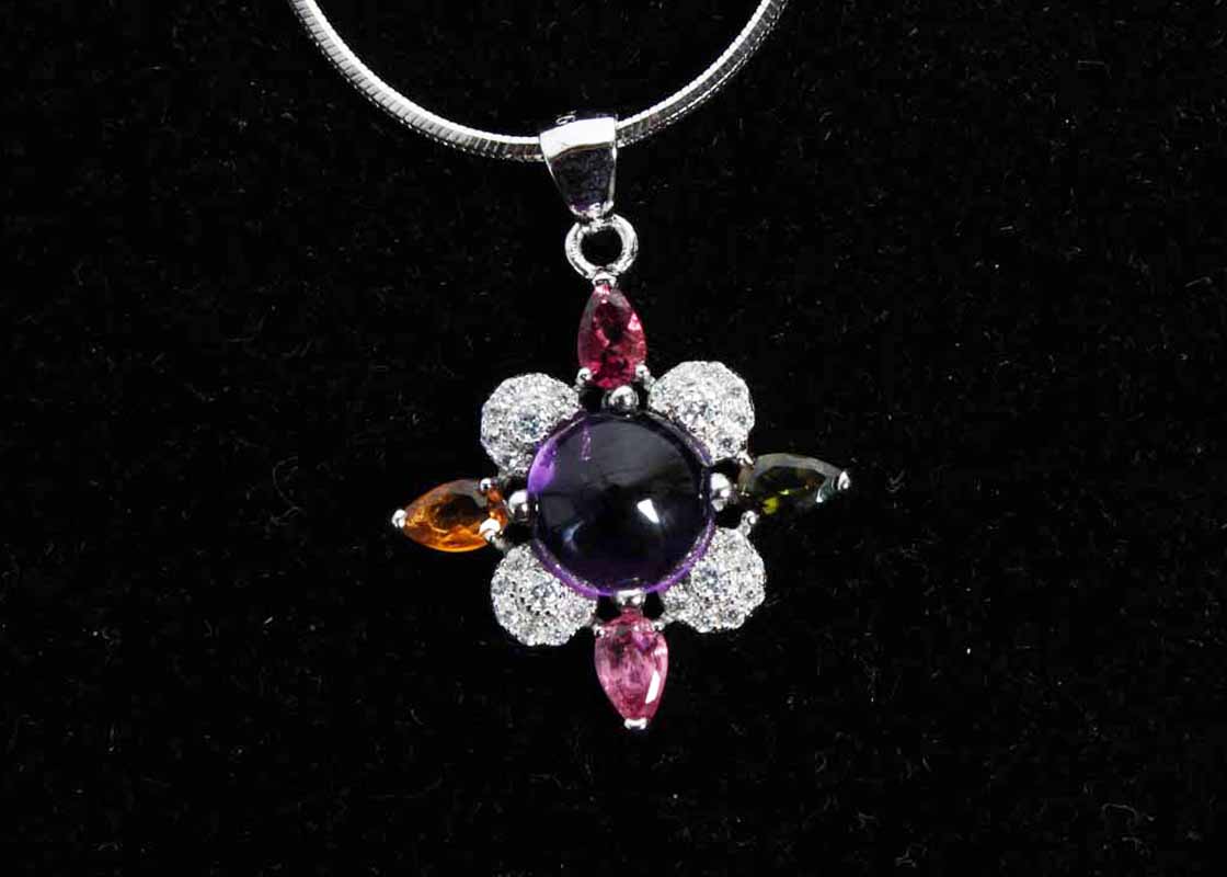 Multicolored Pendant and Earrings