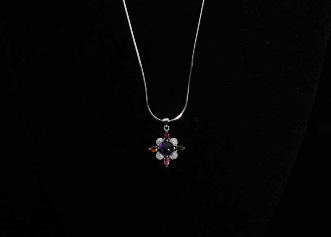 Multicolored Pendant and Earrings