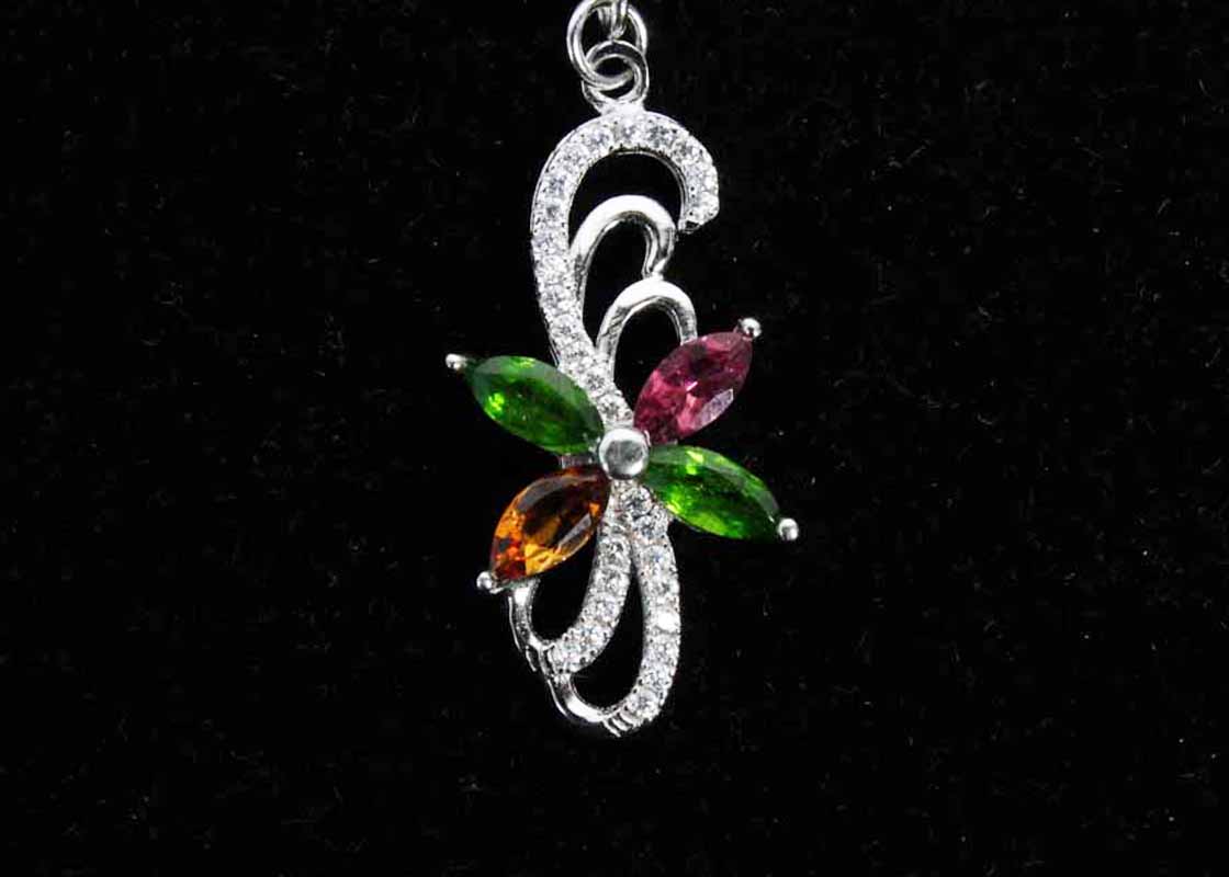 Multicolored Pendant and Earrings