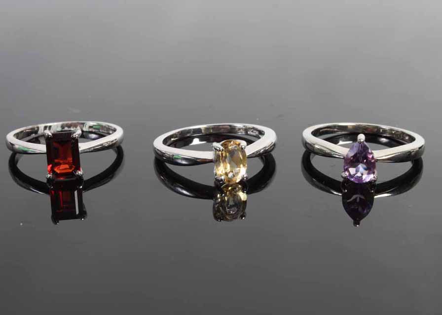 Seven Sterling Silver Stackable Gemstone Rings