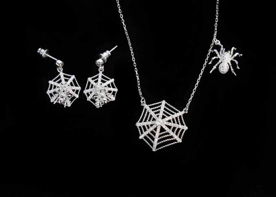 Sterling Silver Webbed Necklace and Earrings