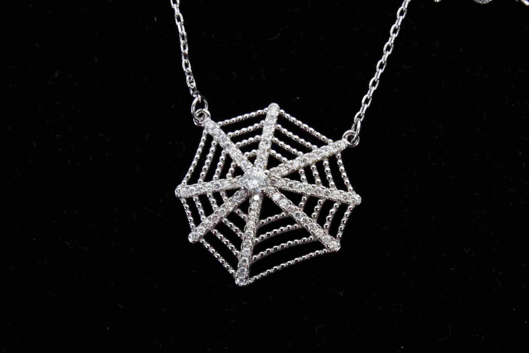 Sterling Silver Webbed Necklace and Earrings