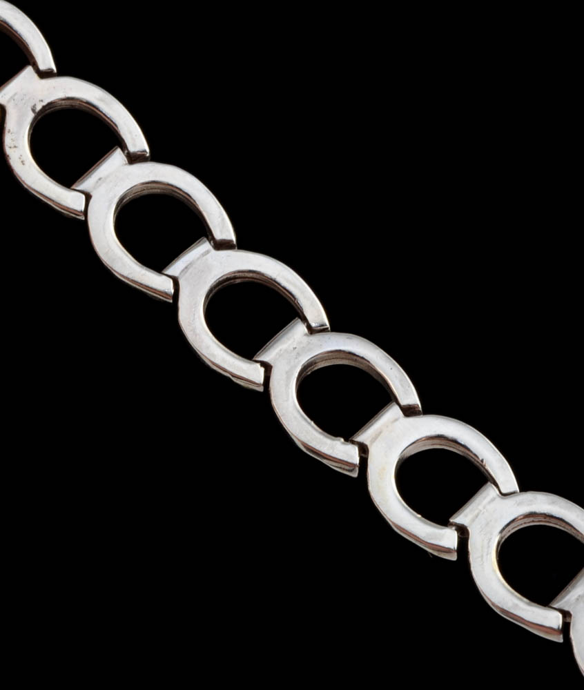 Sterling Cuff Bracelet, Onyx Pendant and Horse Shoe Link Bracelet
