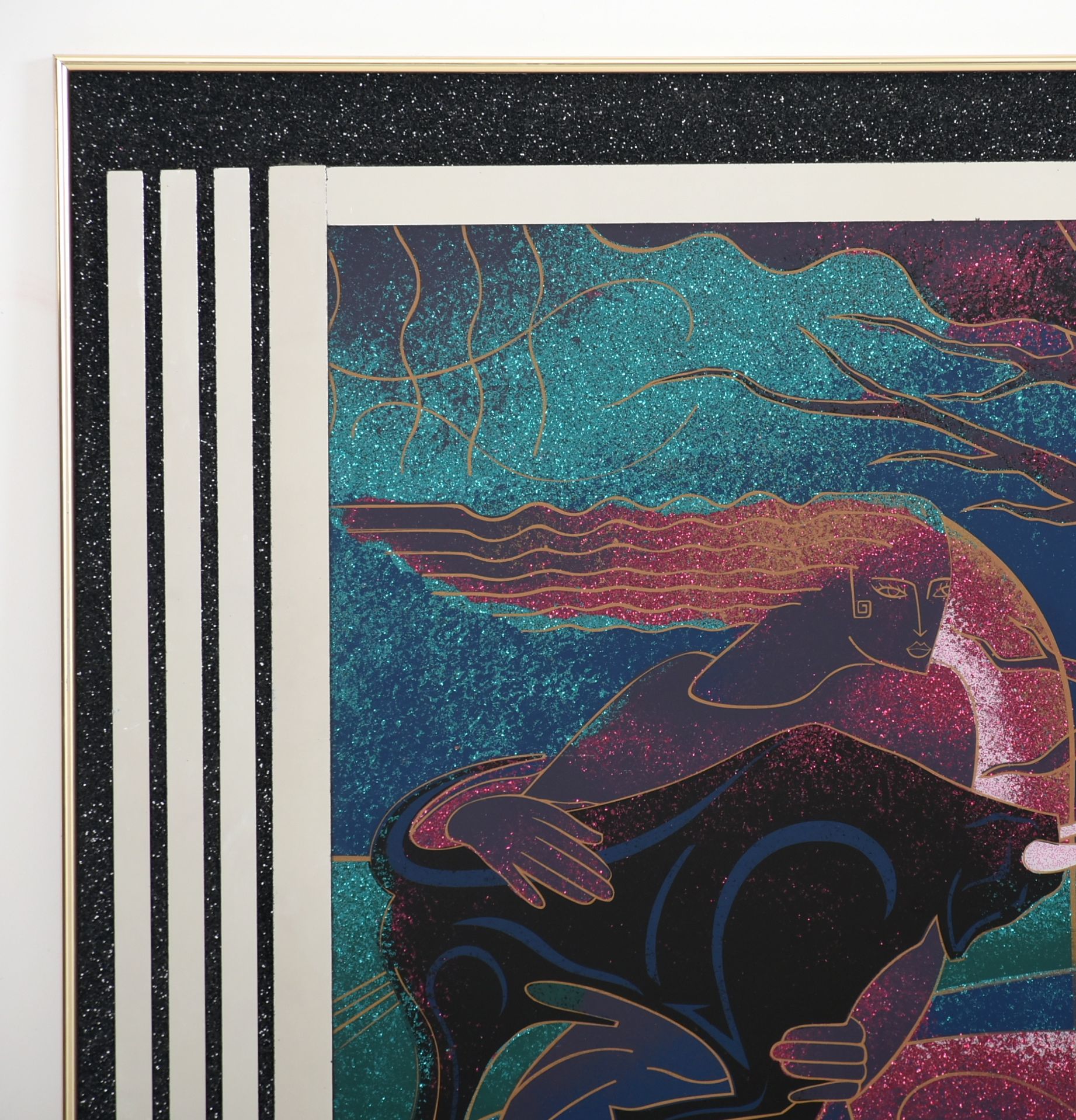 Herlinda Sanchez Laurel Art Deco Style Glass Serigraph