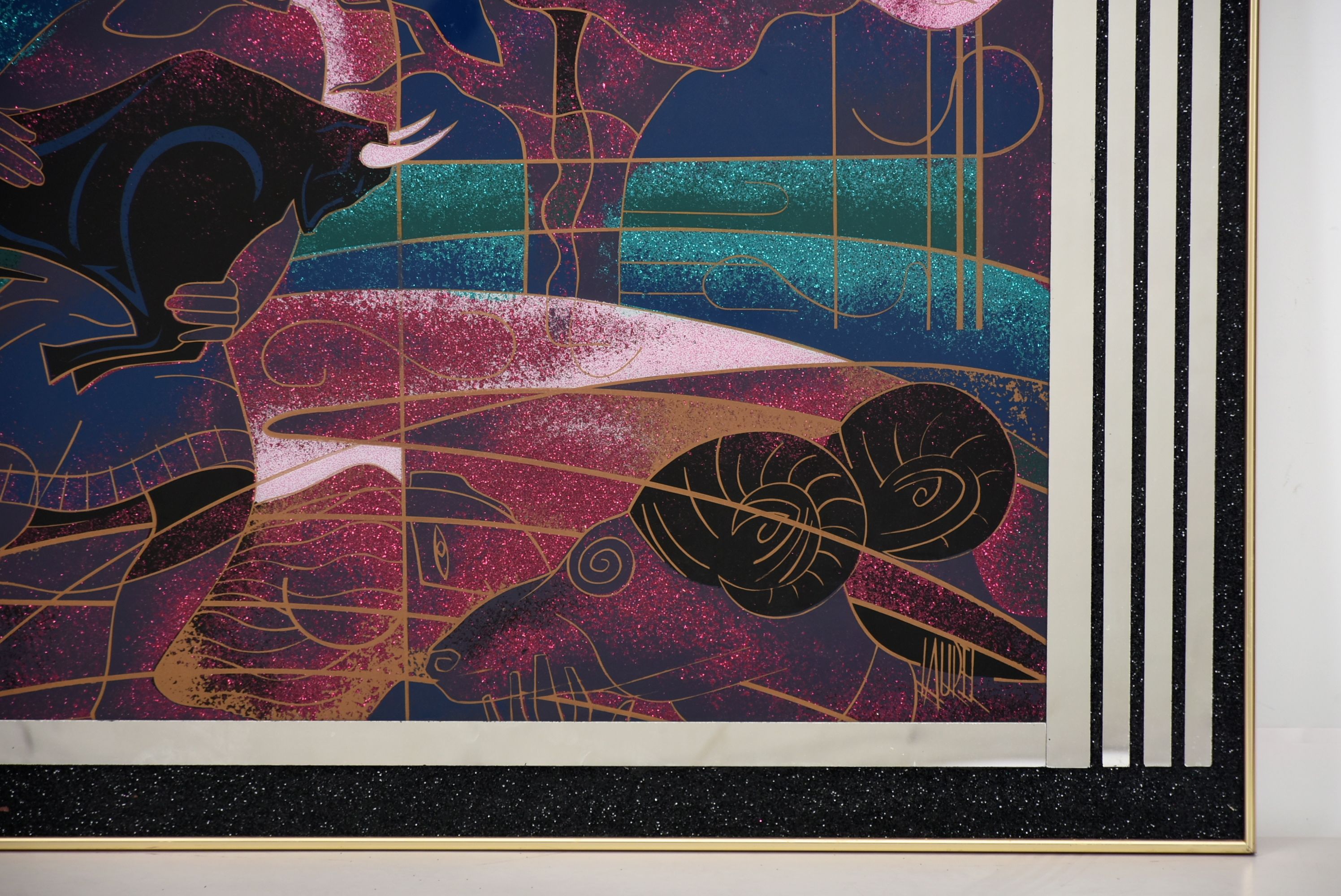 Herlinda Sanchez Laurel Art Deco Style Glass Serigraph