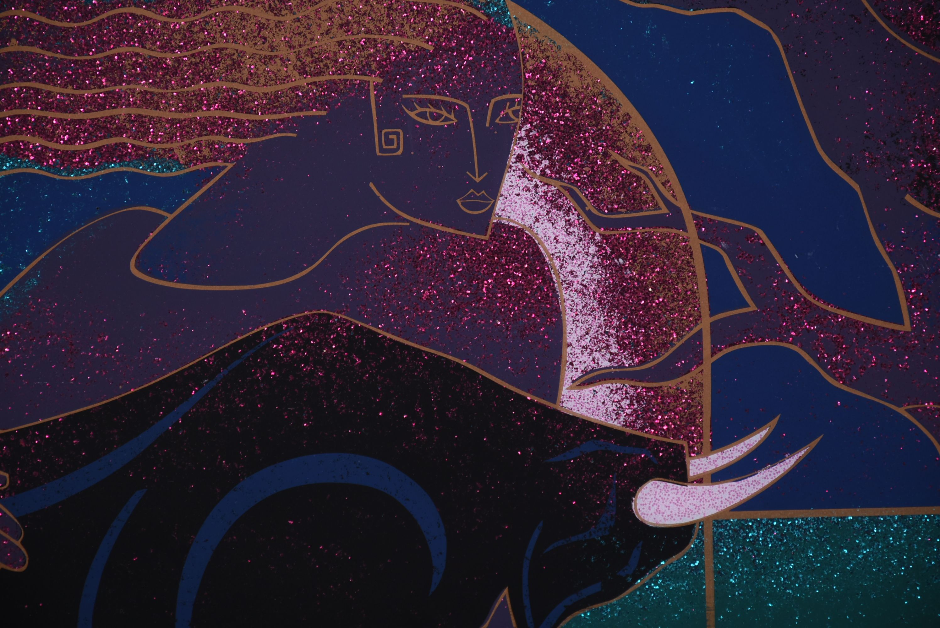 Herlinda Sanchez Laurel Art Deco Style Glass Serigraph