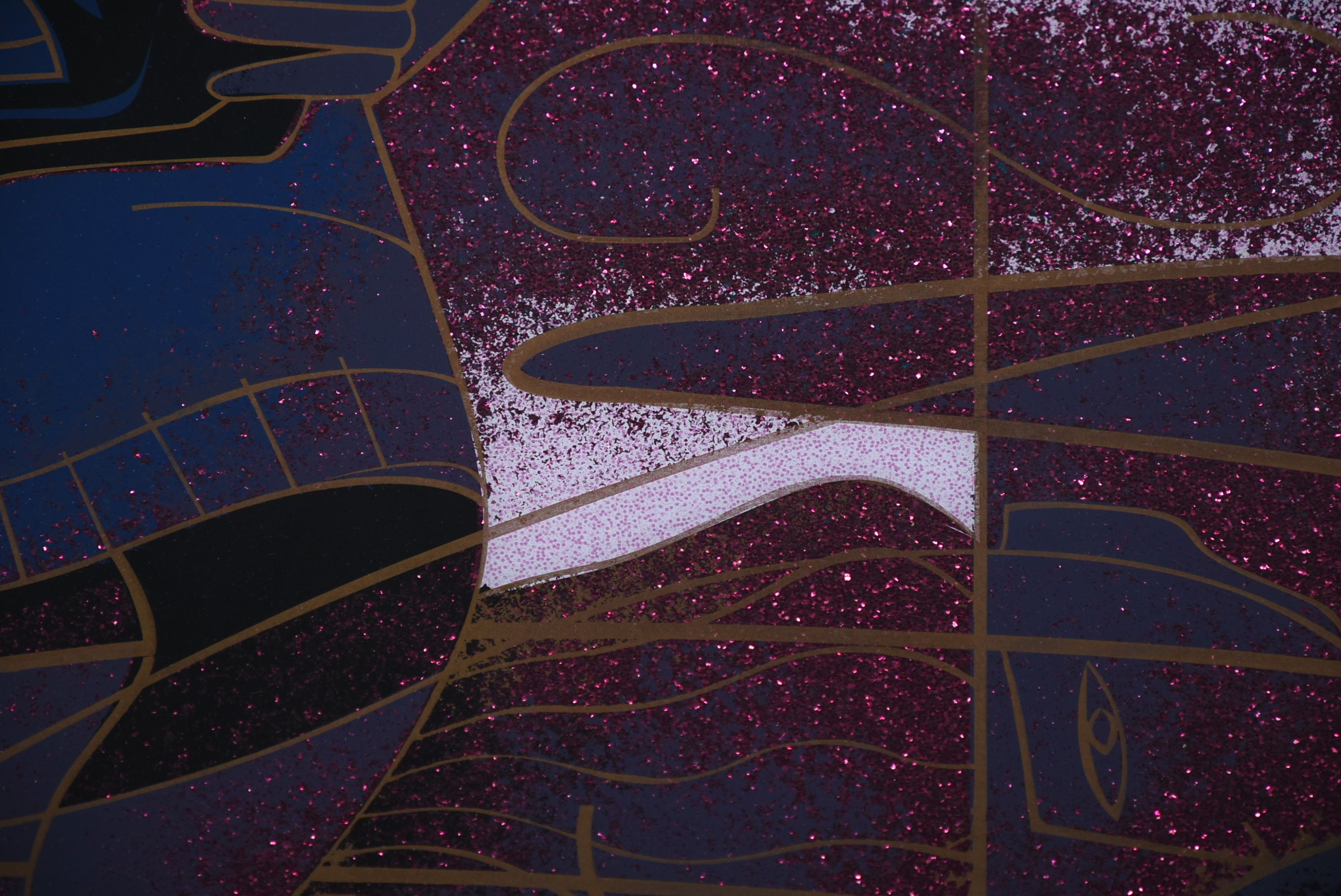 Herlinda Sanchez Laurel Art Deco Style Glass Serigraph