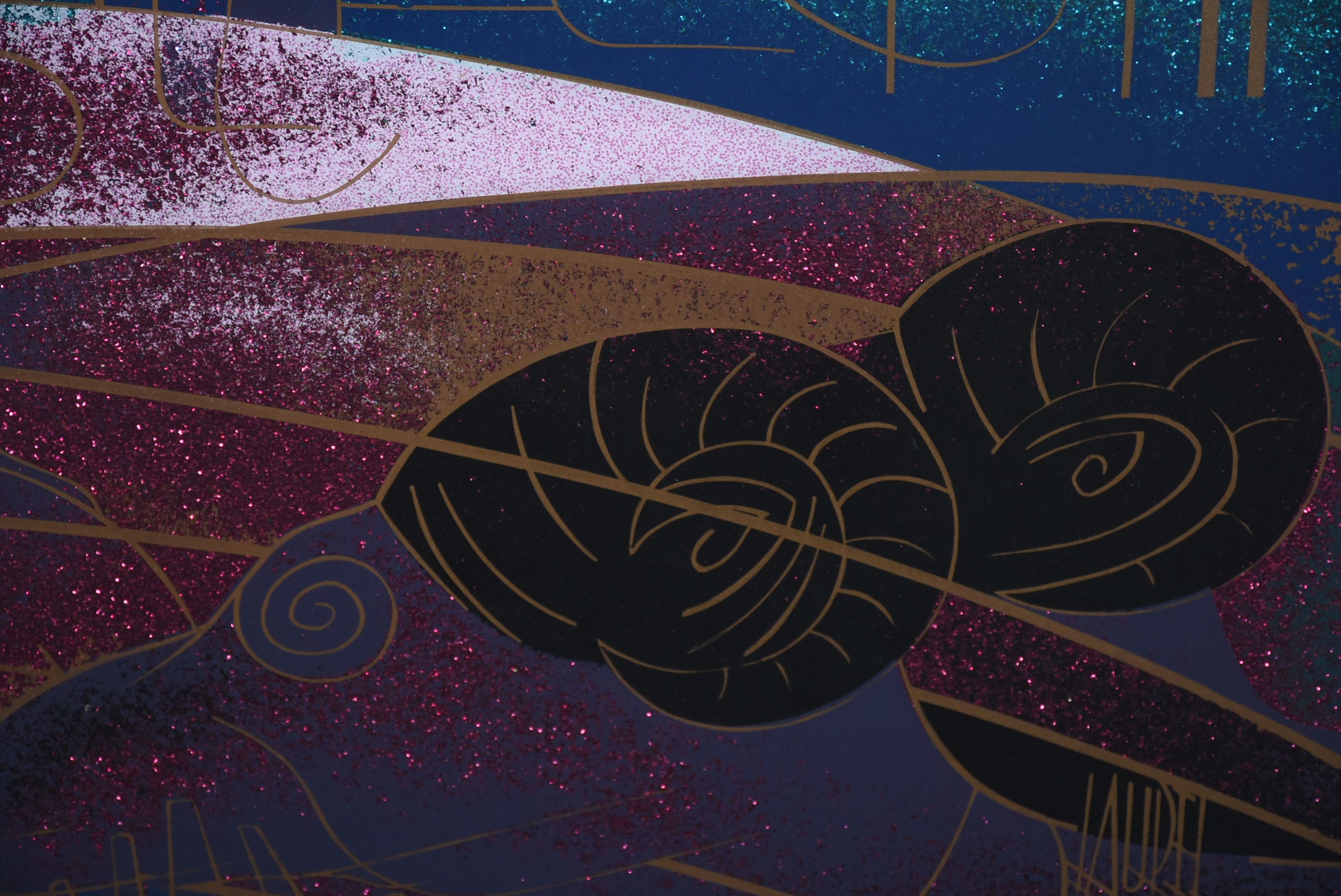 Herlinda Sanchez Laurel Art Deco Style Glass Serigraph