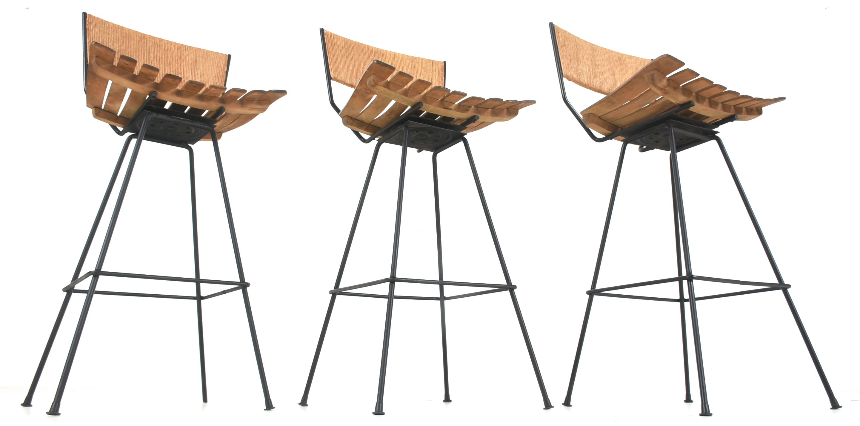 Three Arthur Umanoff Bar Stools