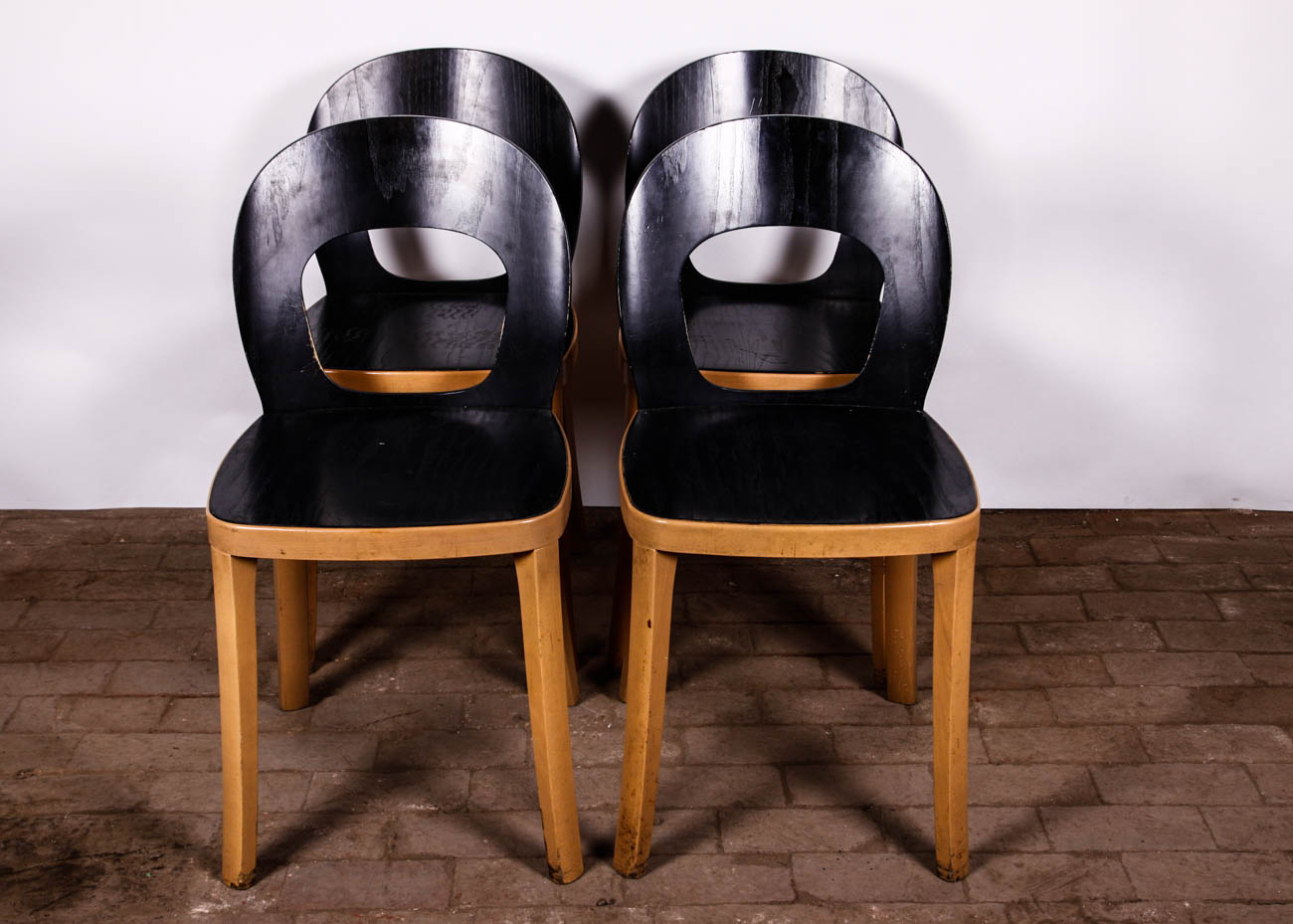 Four Black Hussl ST6 Beech Wood Dining Chairs