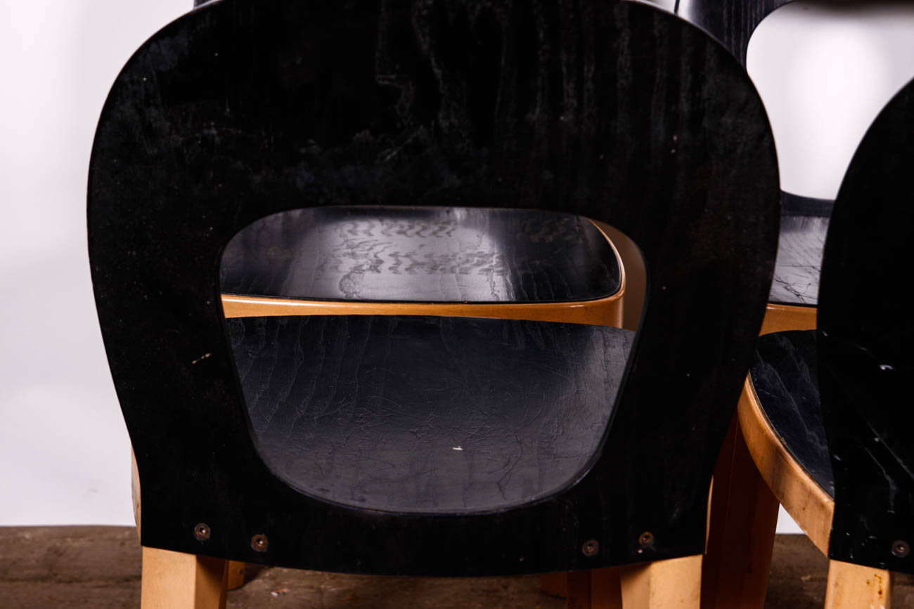 Four Black Hussl ST6 Beech Wood Dining Chairs
