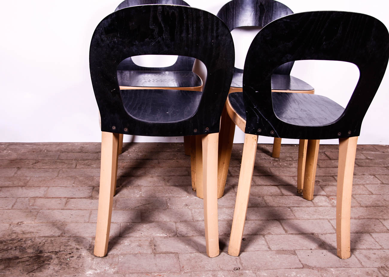 Four Black Hussl ST6 Beech Wood Dining Chairs
