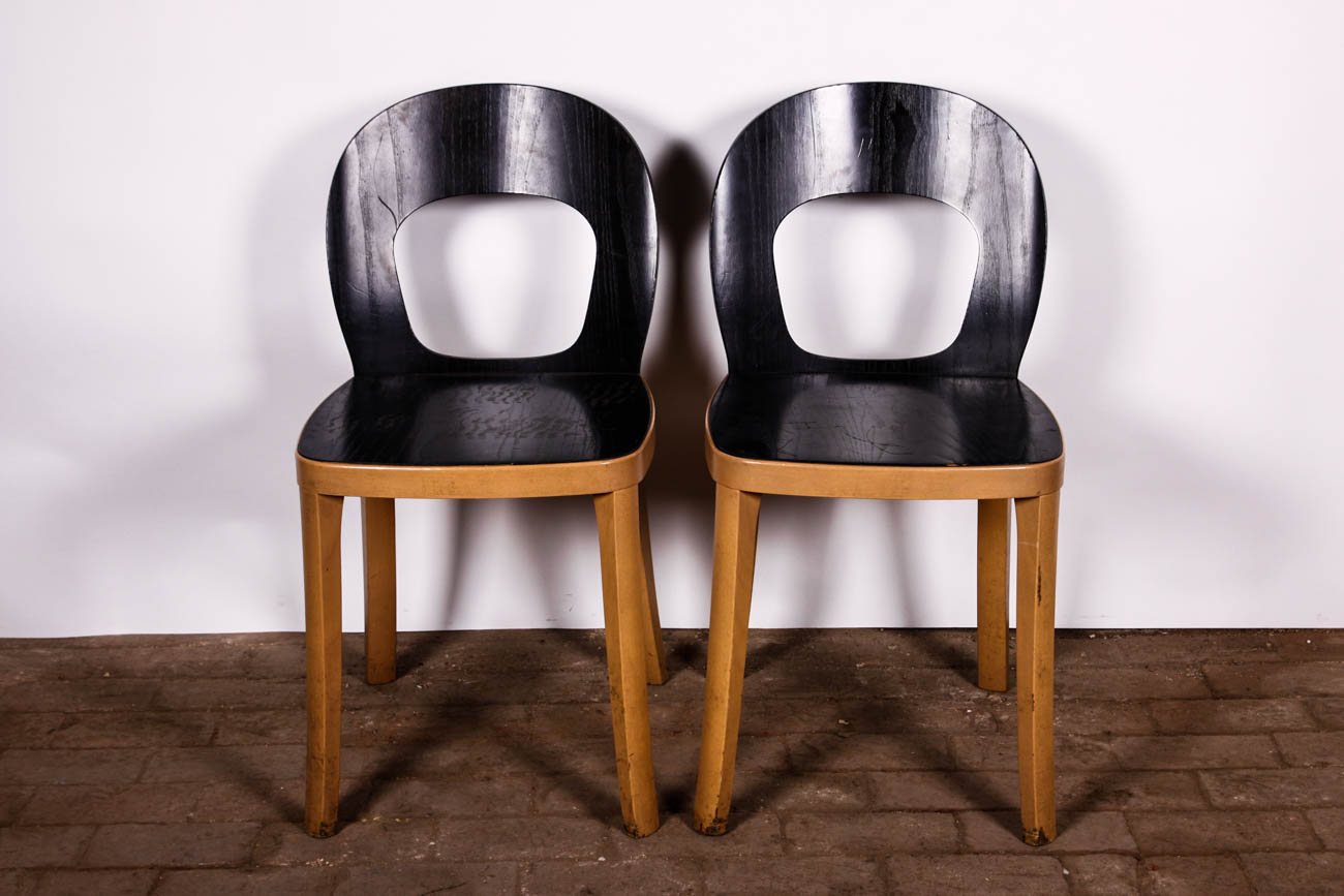Four Black Hussl ST6 Beech Wood Dining Chairs