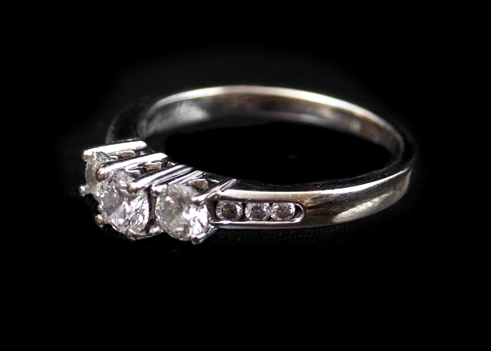 14K White Gold Past, Present, Future Ring