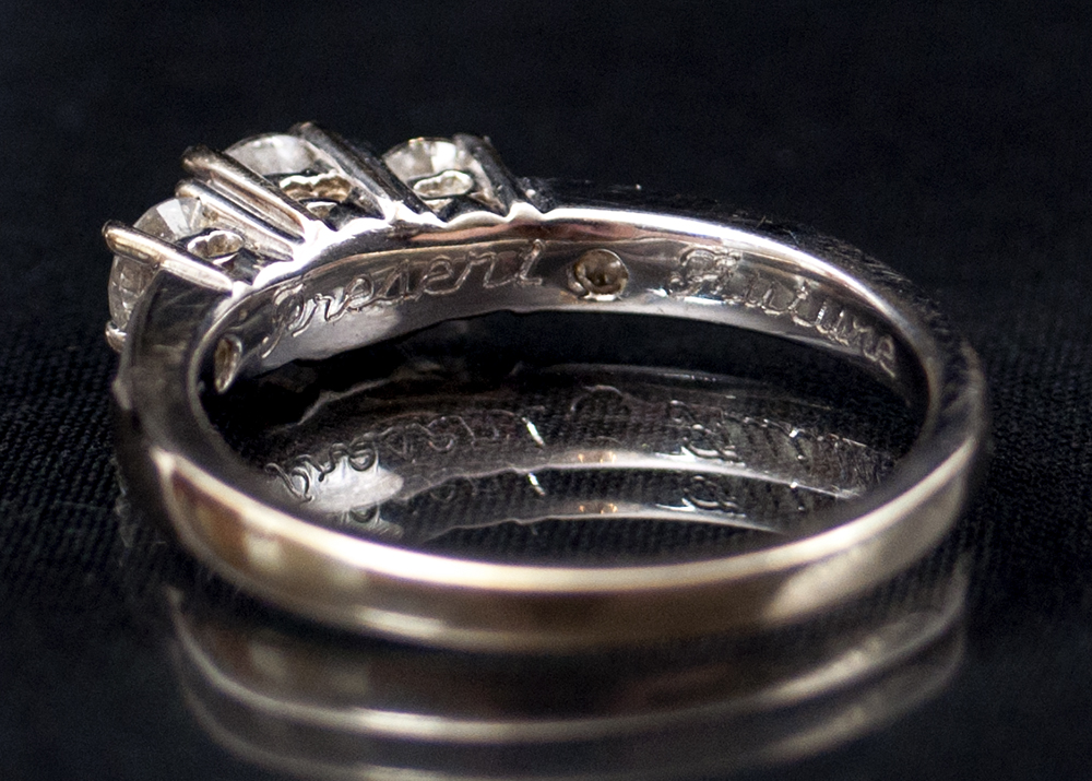 14K White Gold Past, Present, Future Ring