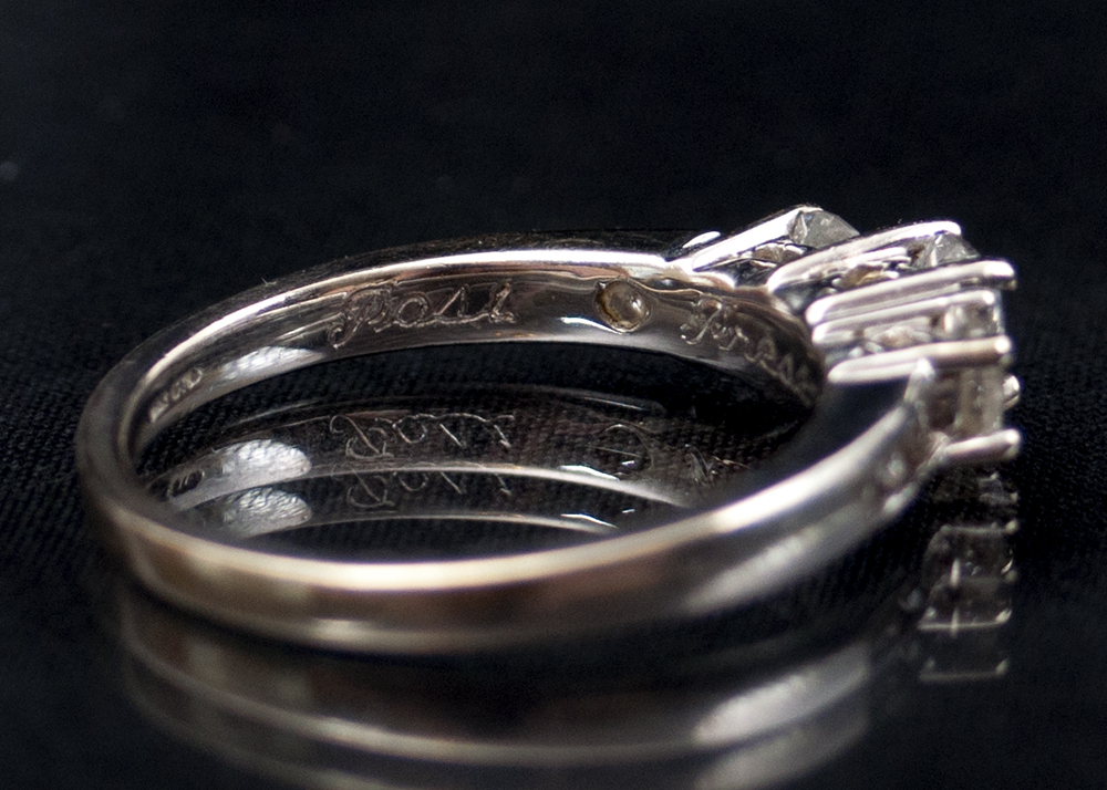 14K White Gold Past, Present, Future Ring