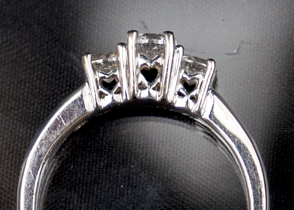 14K White Gold Past, Present, Future Ring