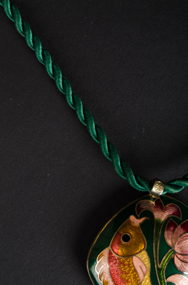 Cloisonné Fish Pendant with Earrings