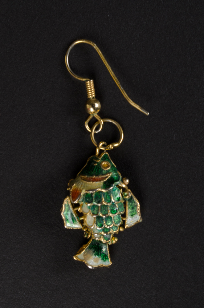 Cloisonné Fish Pendant with Earrings