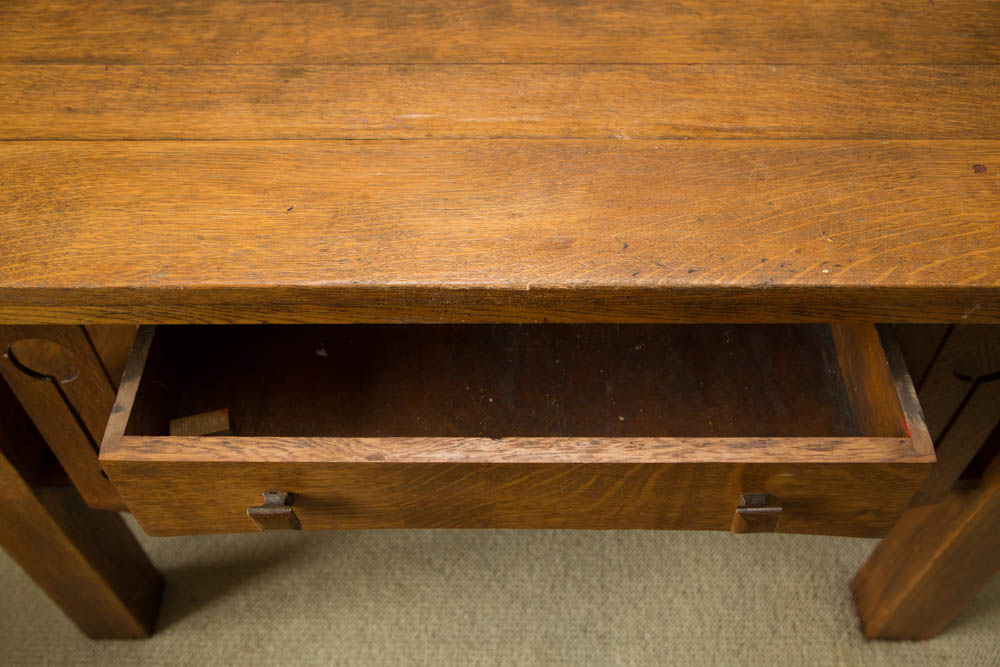 Vintage Arts & Crafts Style Oak Library Table