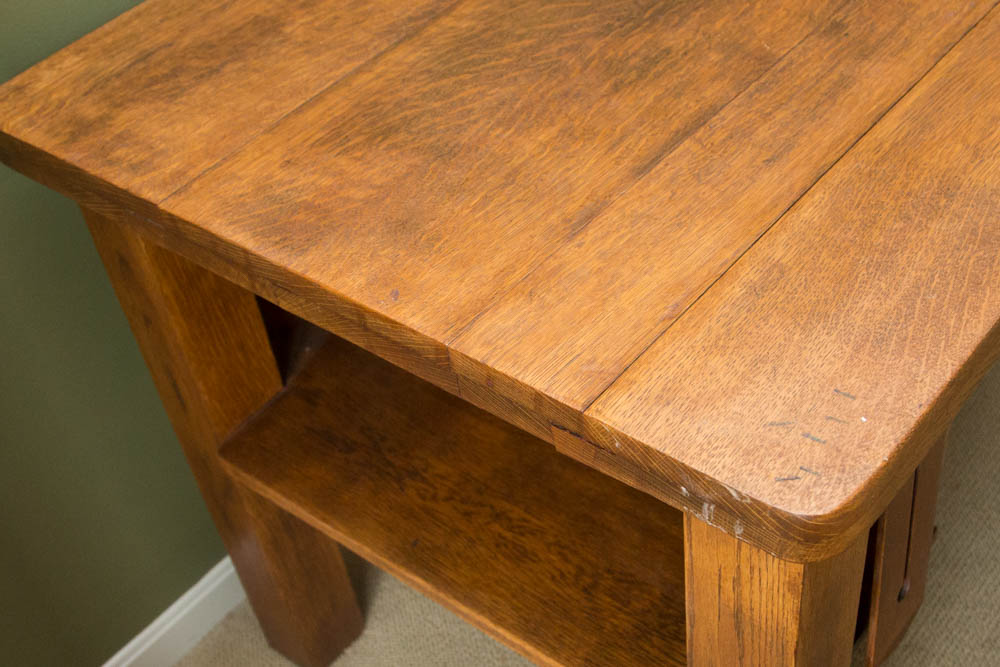 Vintage Arts & Crafts Style Oak Library Table