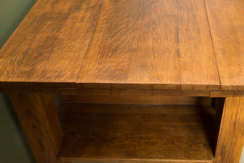 Vintage Arts & Crafts Style Oak Library Table