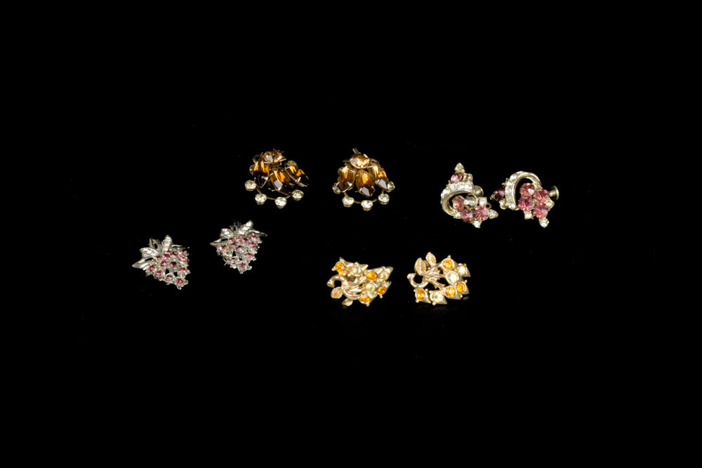 Collection of Costume Jewelry Clasp and Screw Back Earrings